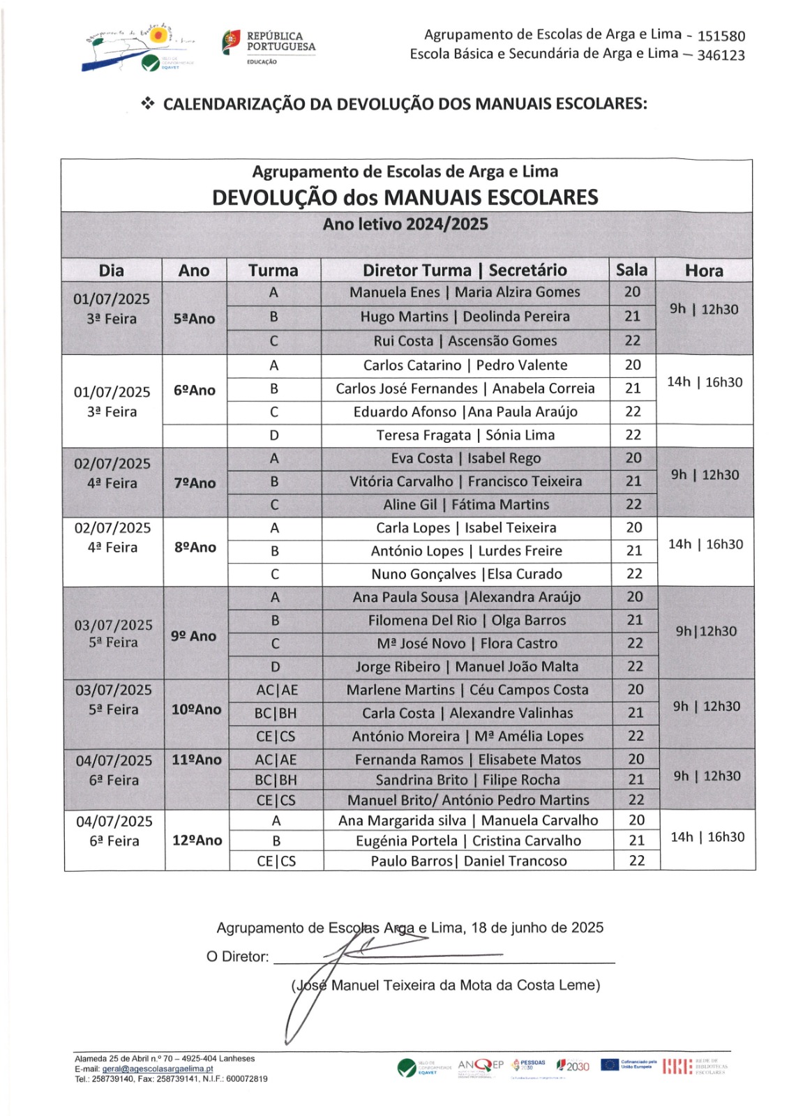calendario devolucao manuais